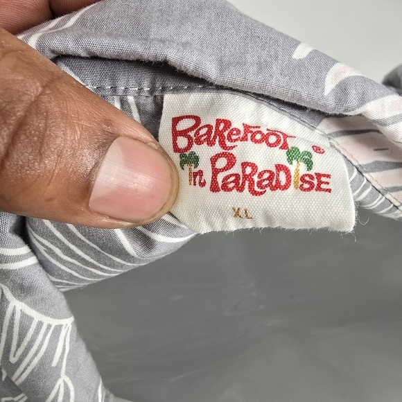 Barefoot In Paradise Shirt Men's Hawaiian XL Vintage Short Sleeve Button Up - Picture 2 of 6